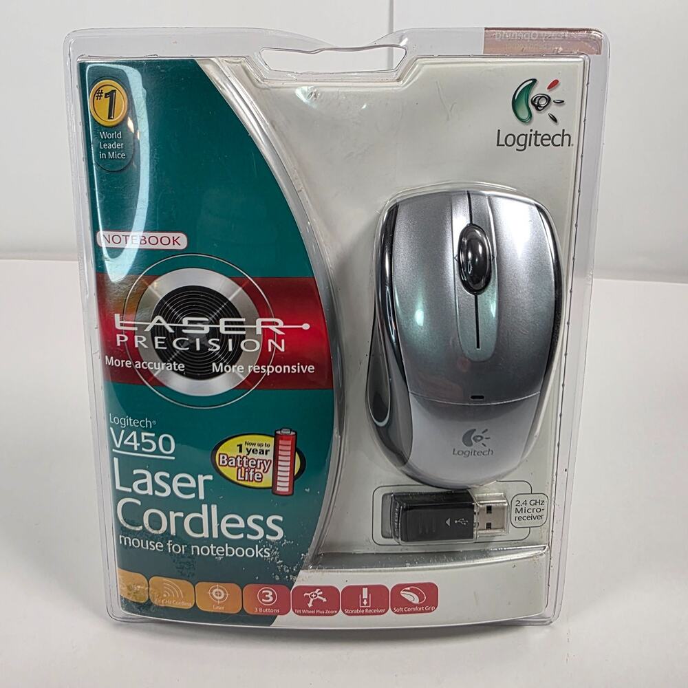 Logitech V450 Laser Cordless Precision Mouse for Notebooks New Sealed